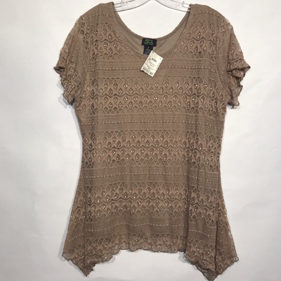 Shannon Ford New York Short Sleeve Lace Top Sz 1X - Picture 1 of 8